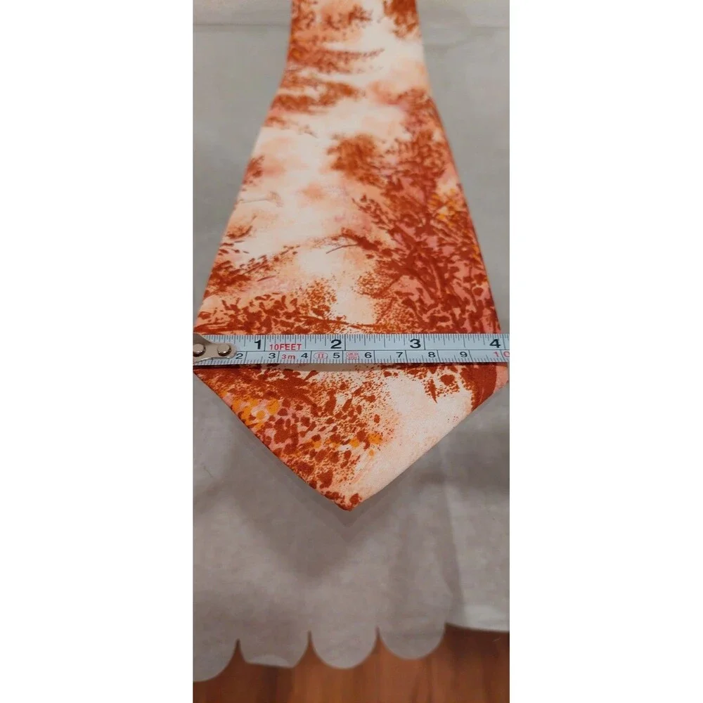 Vintage 60s 70s Pop Art Tie Custom Craft Cravats White Orange Brown Yellow Hippy